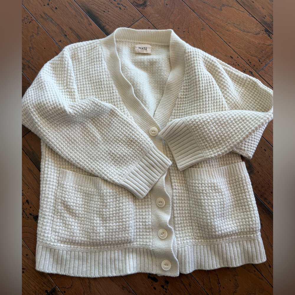Mate wool cardigan, thick waffle knit